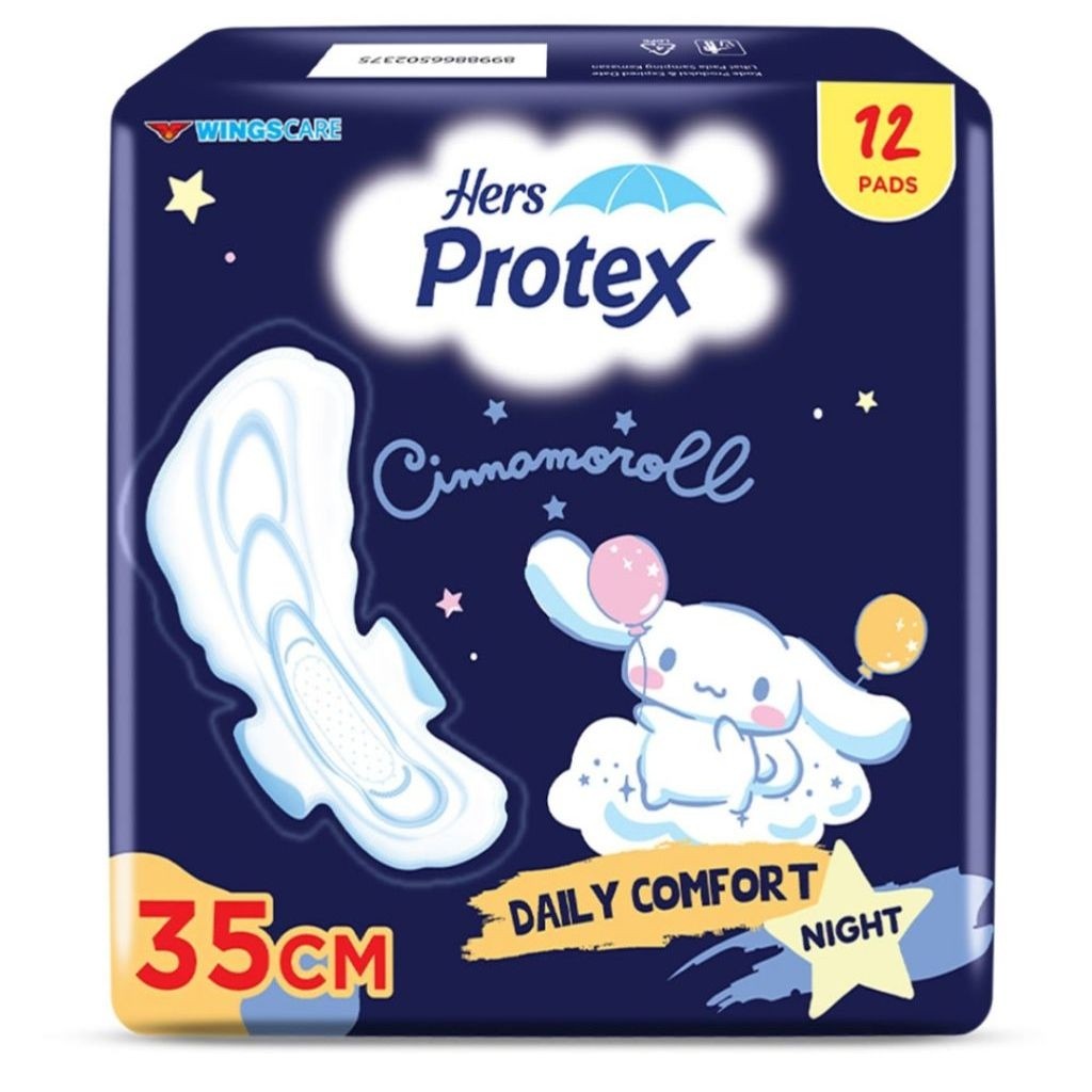 Pembalut Hers Protex Wing untuk Malam hari 12 Pads