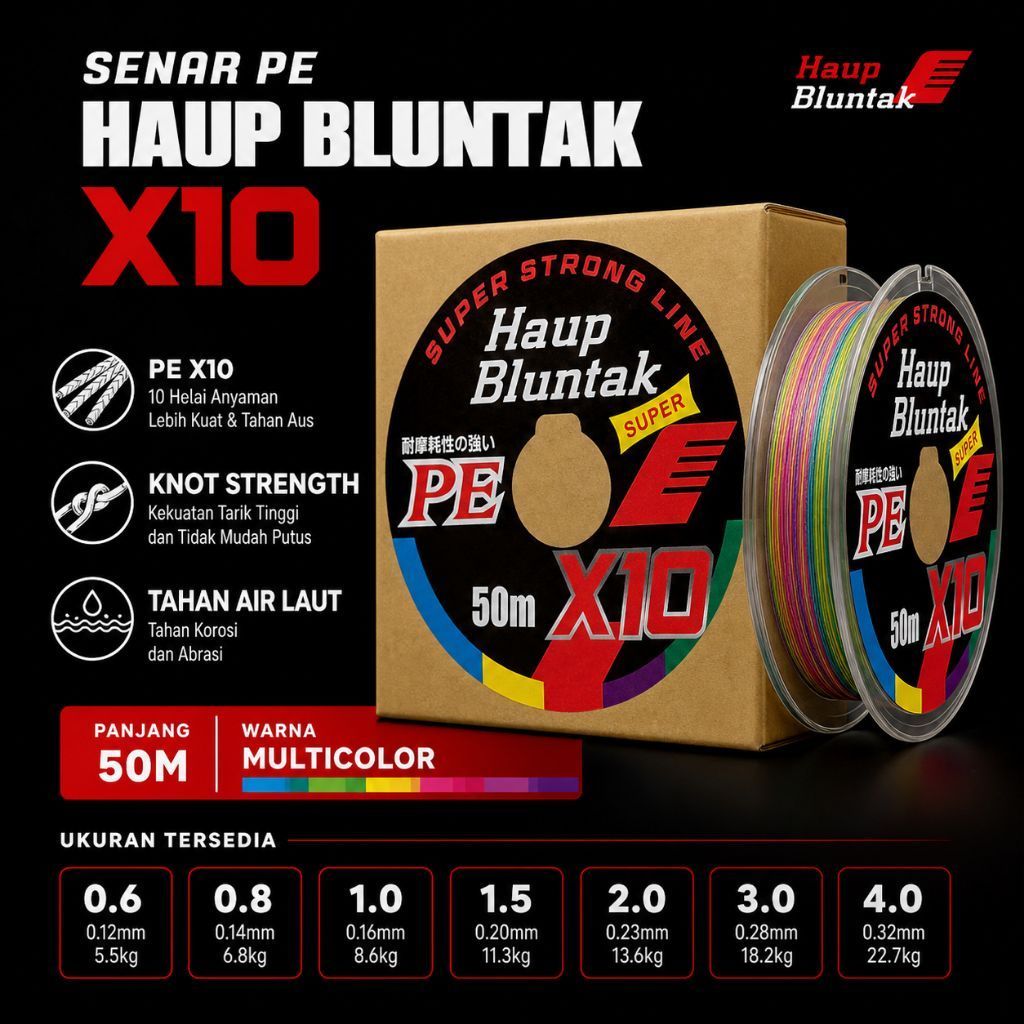 SENAR PANCING PE HAUP BLUNTAK X10 MULTICOLOR