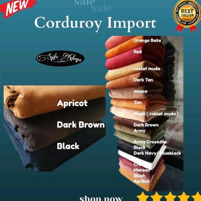 (Harga 1 Meter) Kain Corduroy Tebal - Kain Codoray Polos, Bahan Celana Atau Jaket Pria, Kain Corduro
