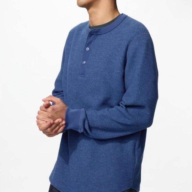 LONGSLEEVE UNIQLO HENLEY WAFFLE