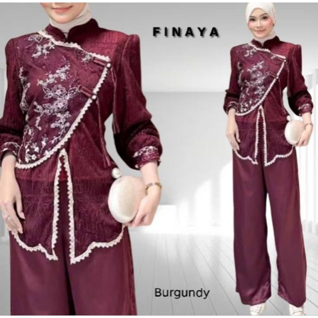 FINAYA SETELAN CELANA ONESET TUNIK SETCEL PESTA BUSANA MUSLIMAH SERAGAMAN BRIDESMAID NIKAHAN LAMARAN