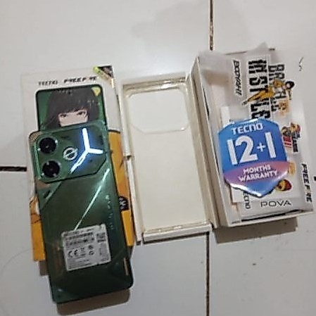 smartphone android tecno pova 6 4g helio g99 ram 8gb rom 256gb green second seken kelengkapan hp dan