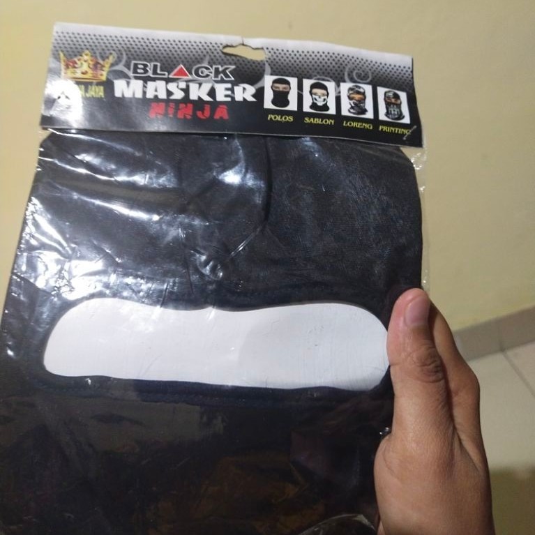 Buff Topeng Ninja Hitam Black Masker Ninja Polos Buff