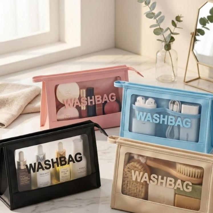 Flash Sale Pouch/Tas Kosmetik Washbag Segitiga Transparan Waterproof  Pouch Travel Make Up/ Bag Orga