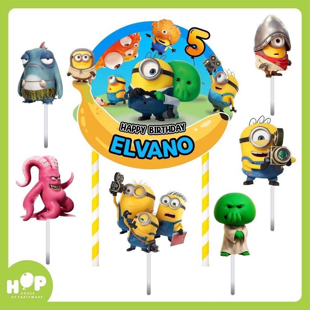 Cake Topper Minion Hiasan Kue Bisa Custom Nama & Umur