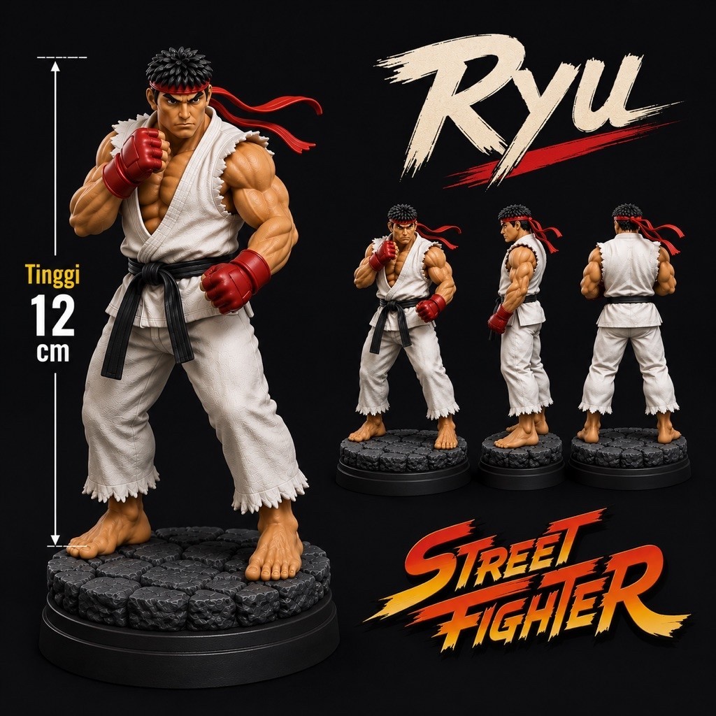 Figure Ryu Street Fighter | Action Figure Ryu Fighter Mini | Dekorasi Gaming & Koleksi