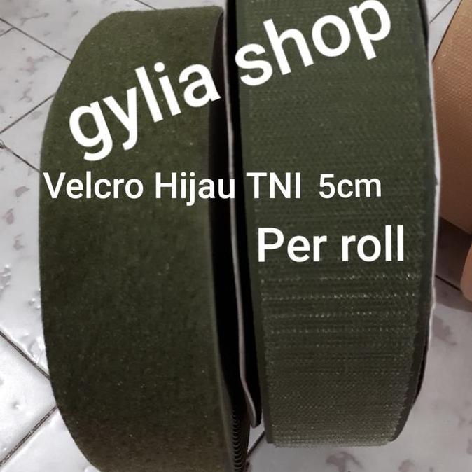 Velcro 5Cm / Perekat Jahit / Kain Hijau 5Cm / Prepetan 5Cm Per Roll
