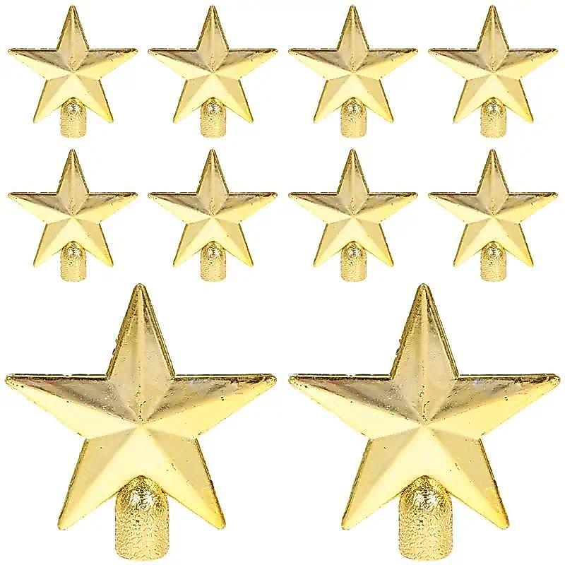 10pcs Mini Christmas Star Tree Topper Christmas Tree Decors Party Favors Mini Christmas Tree Top Sta