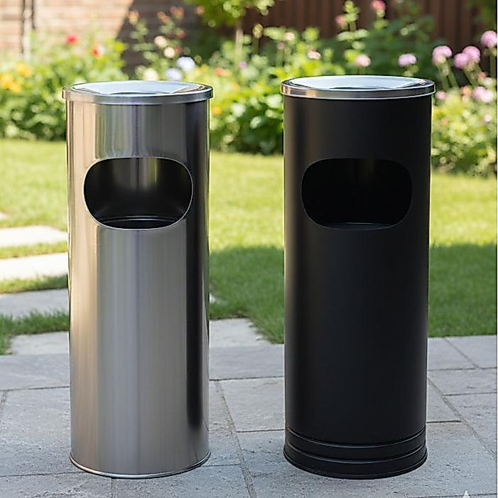 Terbaru Kurniashop_10 Asbak Tempat Sampah Tabung Besar Stainless Steel Tong Sampah Free Packing