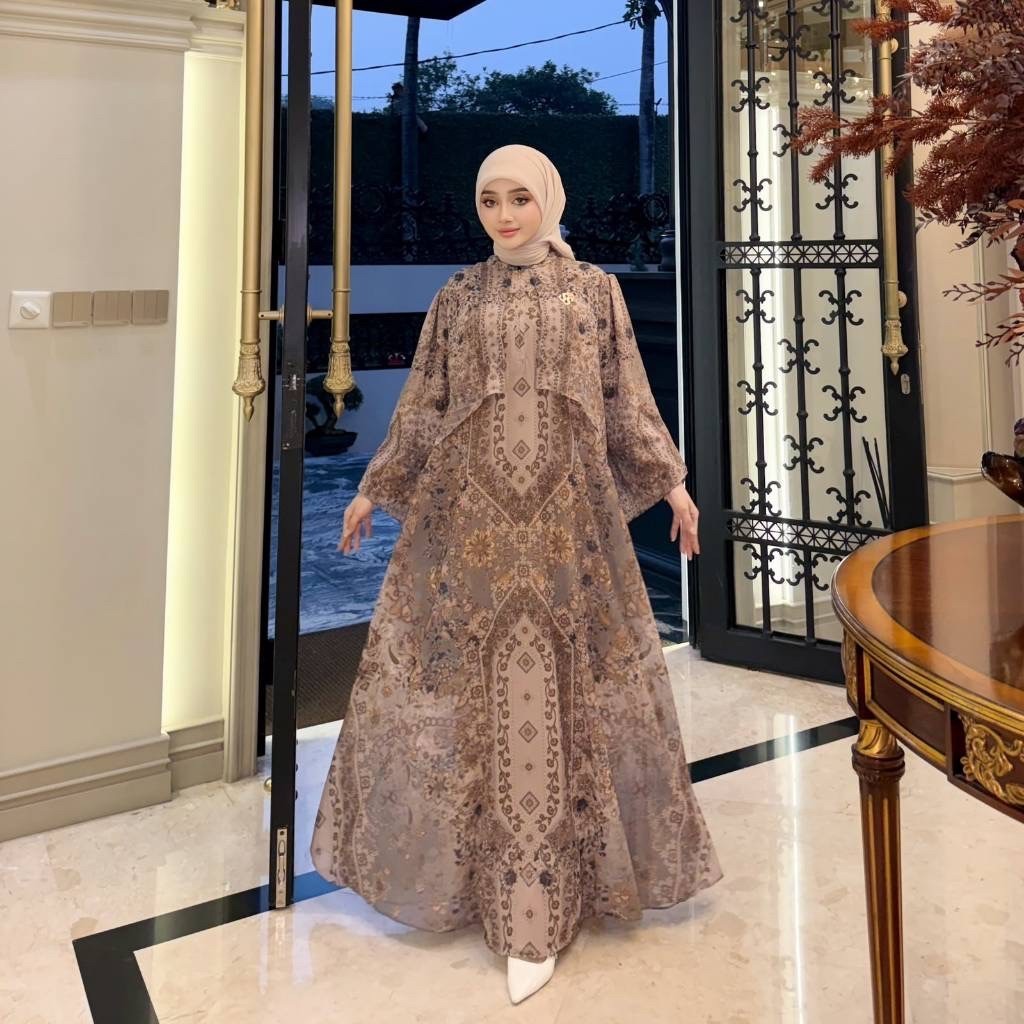 (REDY) SHELLA SAUKIA DRESS PADANG PASIR & GAMIS MONOGRAM SS By SHELLASAUKIA