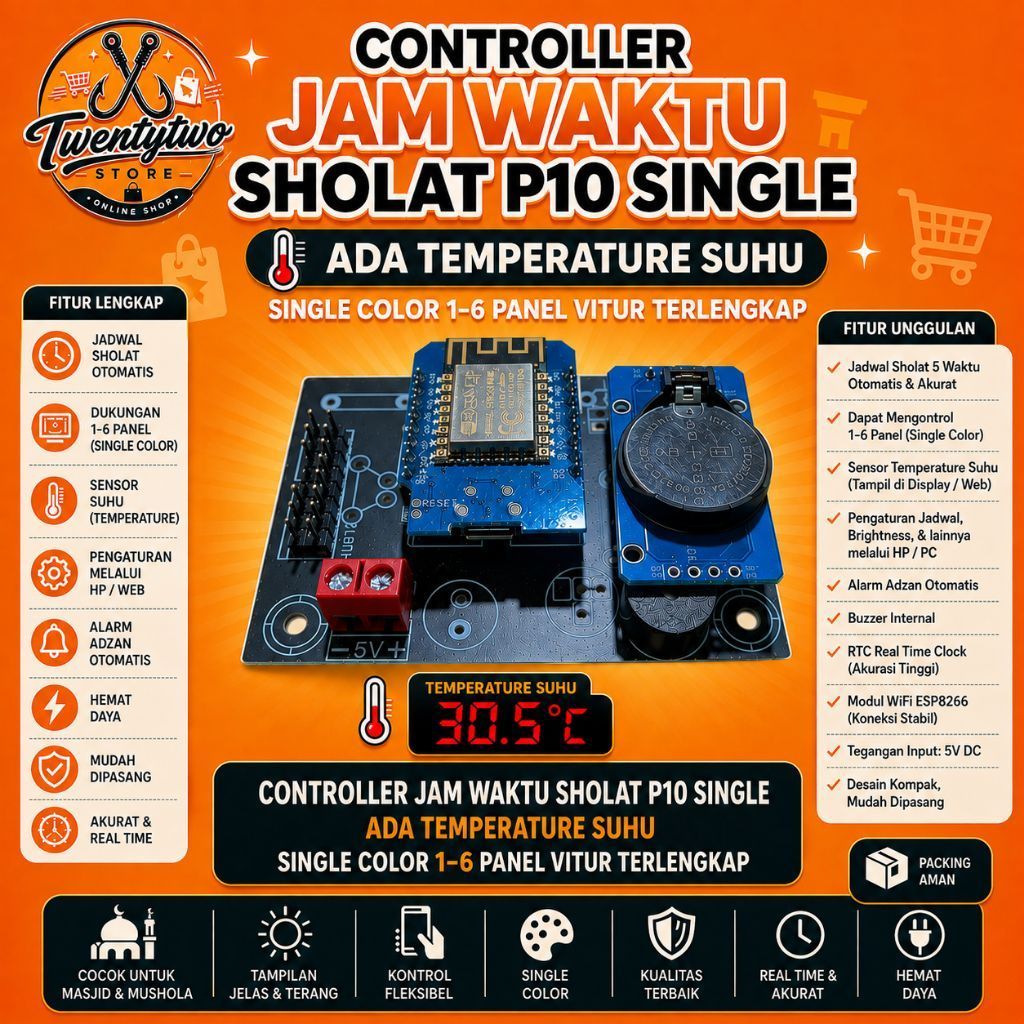 Controller JWS Single Color 1-6 panel P10 - Controler jadwal sholat P10