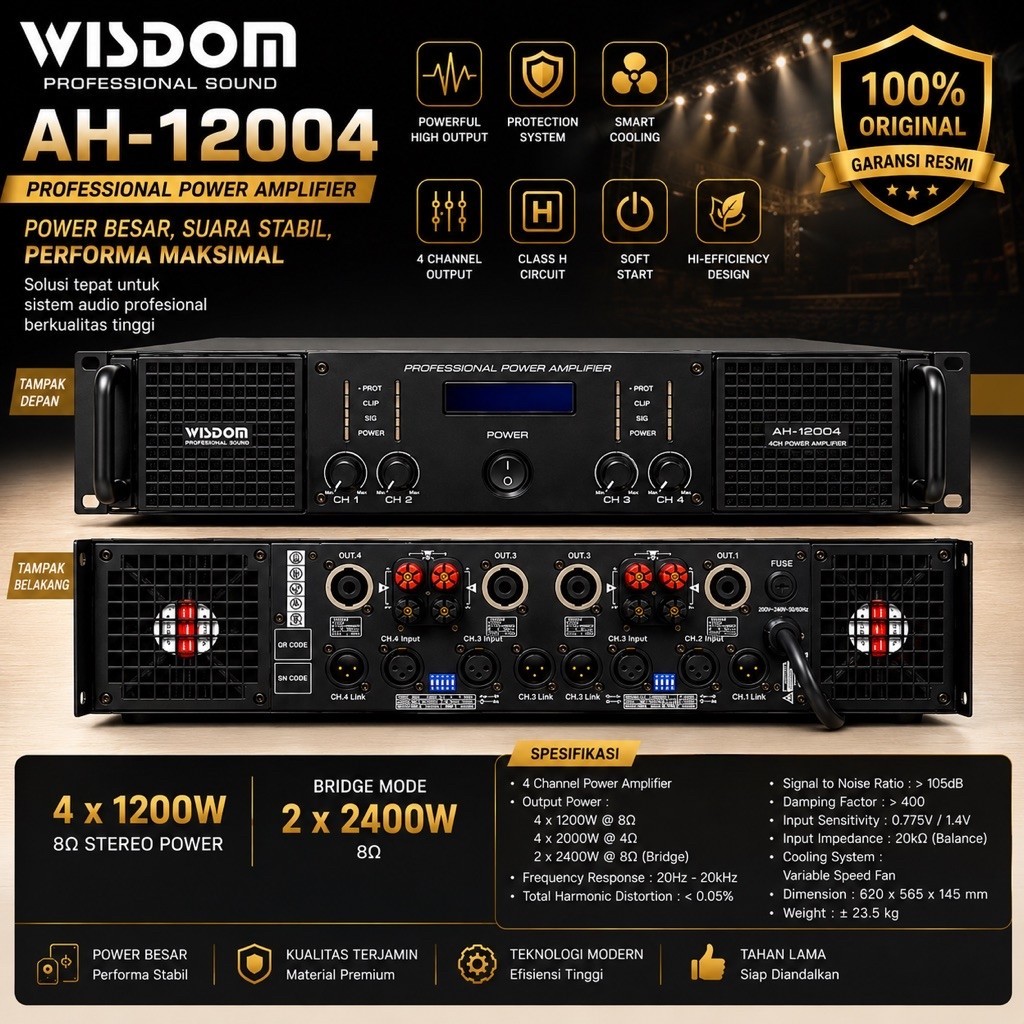 Power Amplifier Wisdom AH-12004 AH12004 AH 12004 power 4 channel ampli original