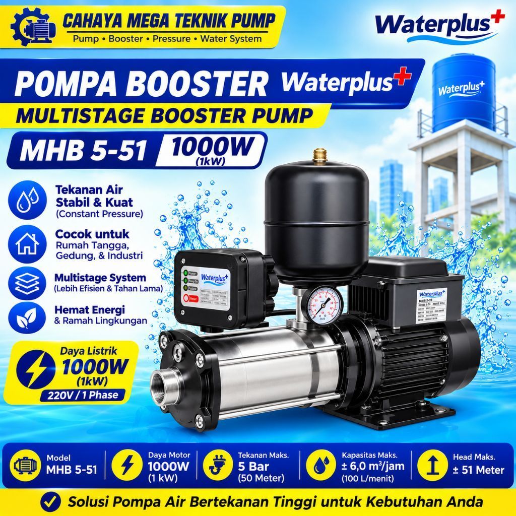 waterplus multistage booster pump MHB 5-51 1000WATT 1kw waterplus MHB 5-51