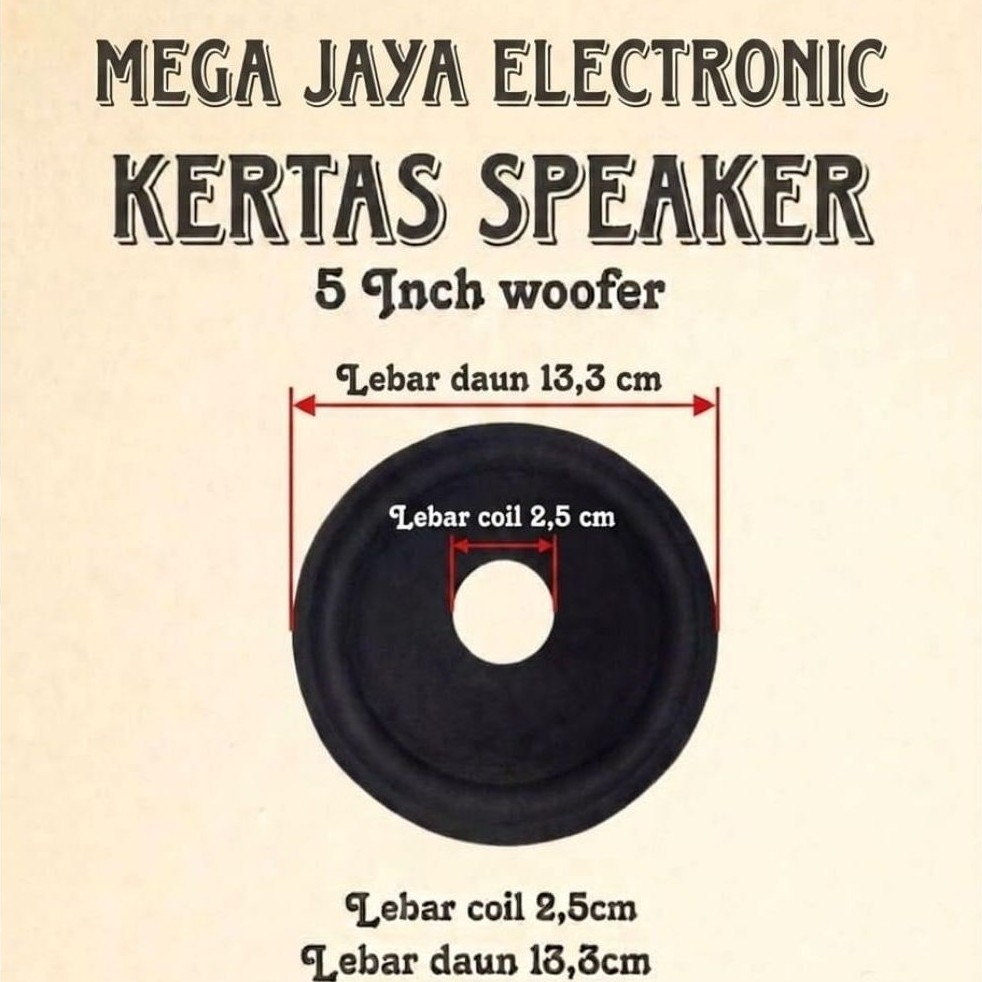 KERTAS SPEAKER 5INCH WOOFER LUBANG COIL 2CM DAN 2,5CM