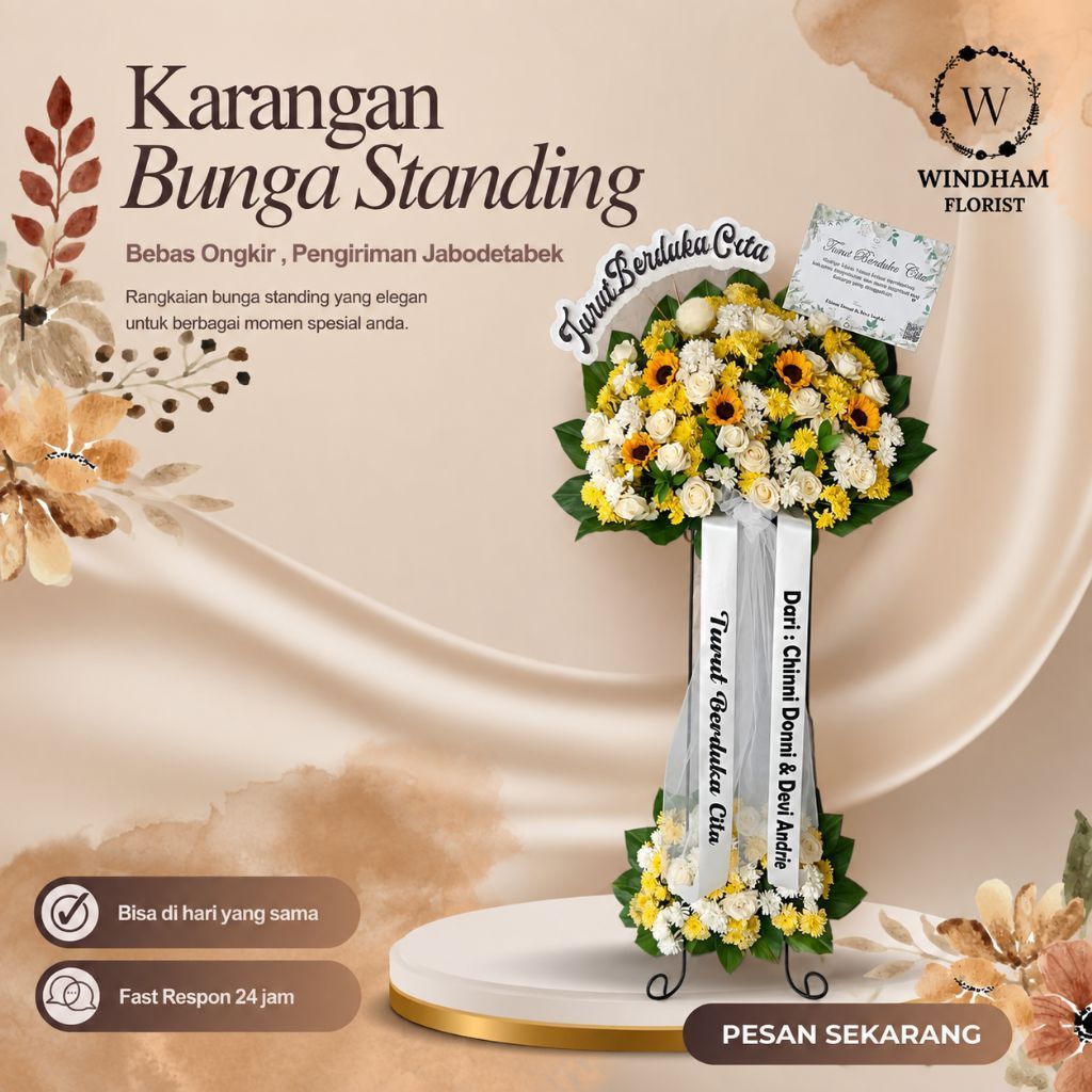 Karangan Bunga Standing Flower Rangkaian Bunga Fresh BISA KIRIM 2 - 4 JAM SAMEDAY JAKARTA COCOK UNTU