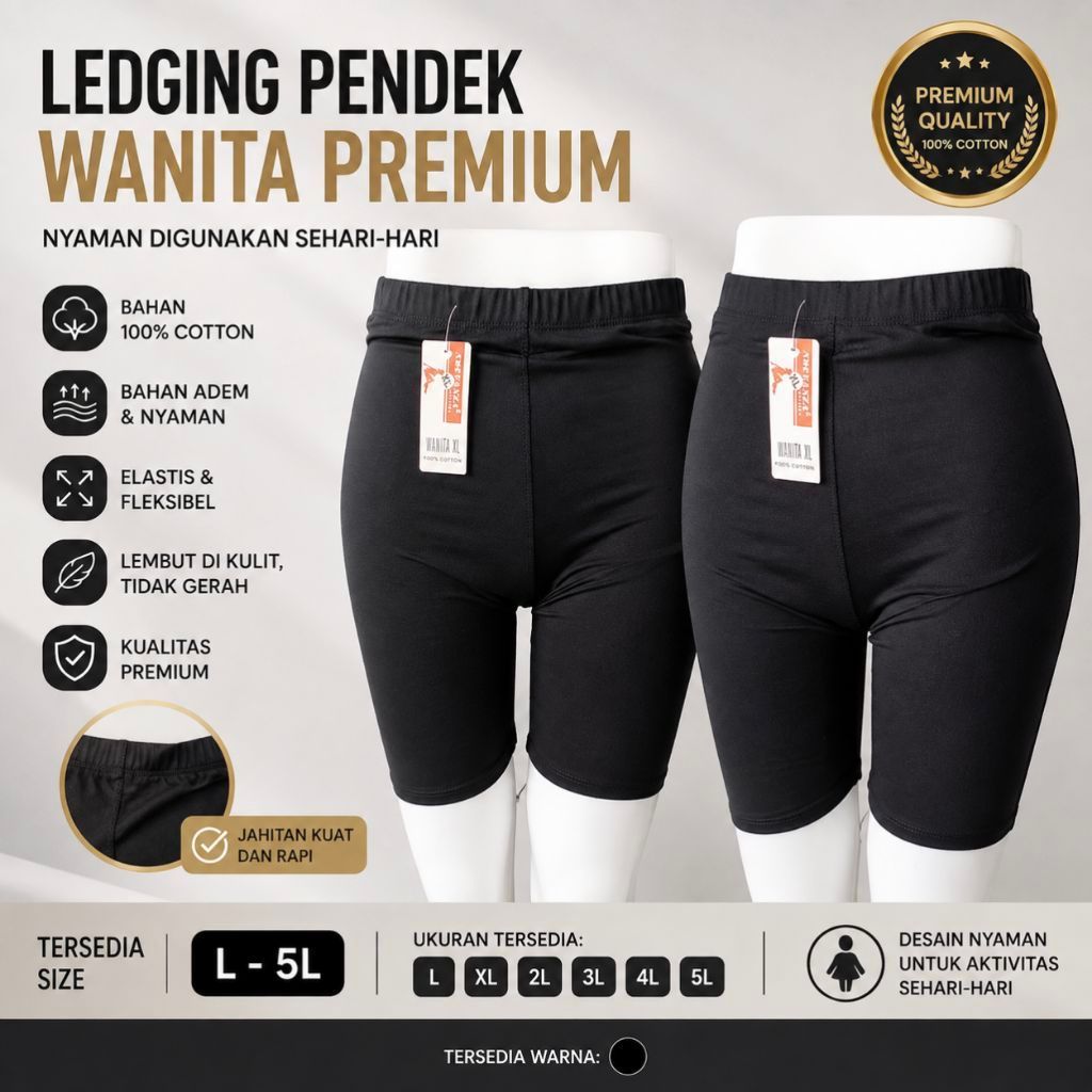 Short Pants legging Celana Ketat Wanita Premium For Daily Or Workout Size L~XXXL