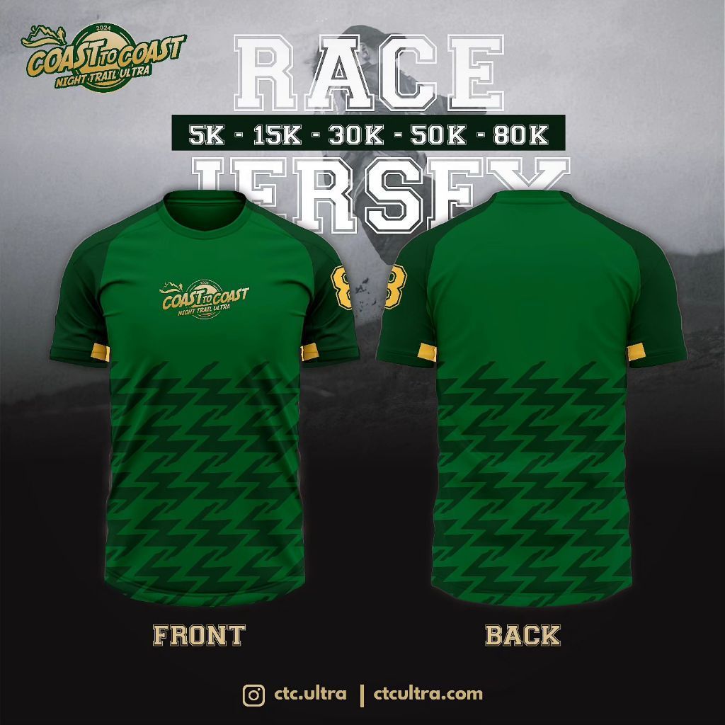 Kaos Jersey Race Tee & Finisher Tee Official Coast To Coast Night Trail Ultra Original - Unisex Men 