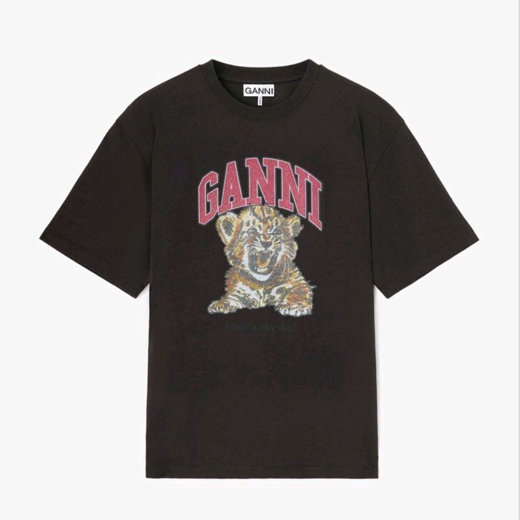GANNI WOMEN'S - GANNI HEAVY COTTON JERSEY TIGER CAVIAR - PHANTOM