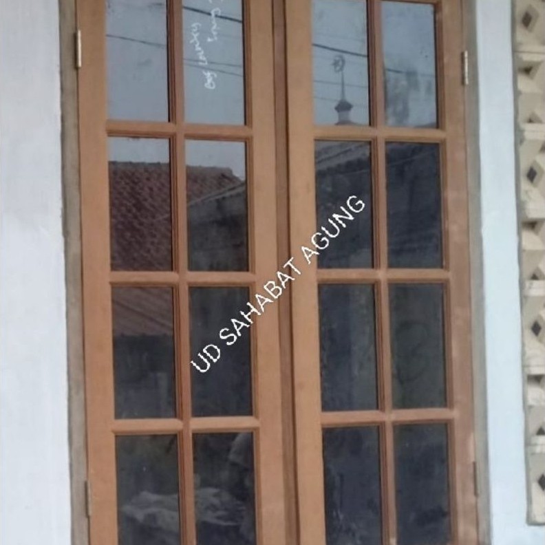 KUSEN JENDELA+DAUN ORNAMEN KACA BAHAN KAYU KAMPER DAN MERANTI FULL OVEN BISA CUSTOM UKURAN FEST RESP