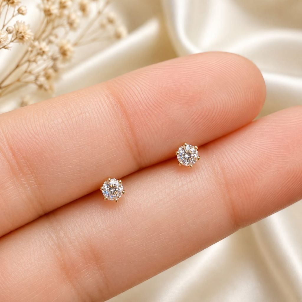 Anting Tusuk Anak,Bayi permata satu Titanium Import Anting Giwang Wanita Anti karat