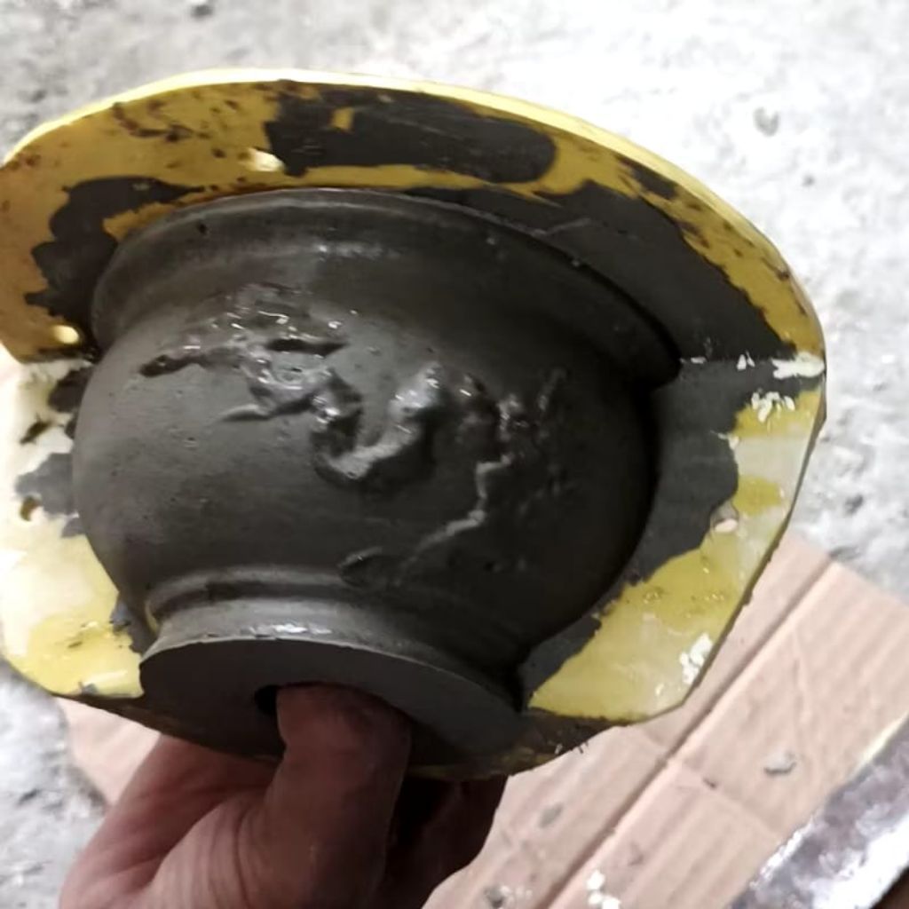 Cetakan pot bonsai fiber bentuk bulat semi cascade dengan relief