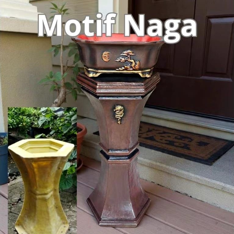 Cetakan pilar bonsai motif naga