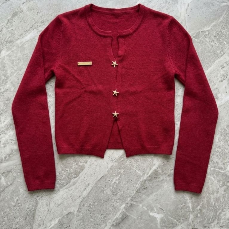 Baju Crop Top Cardigan Kancing Depan Star