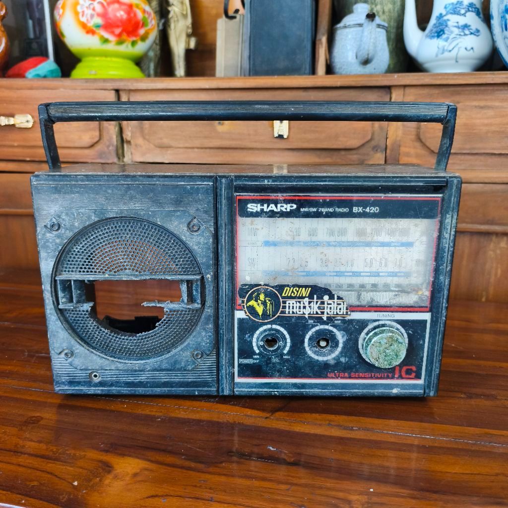 Radio Kayu Jadul Cangkang Box Kayu Radio Merek Sharp Original Box Radio Sharp