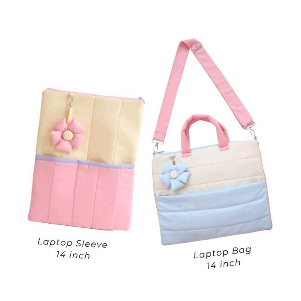 Bloom Puffy Laptop Bag+ Leptop Sleeve (muat laptop 14 inch)
