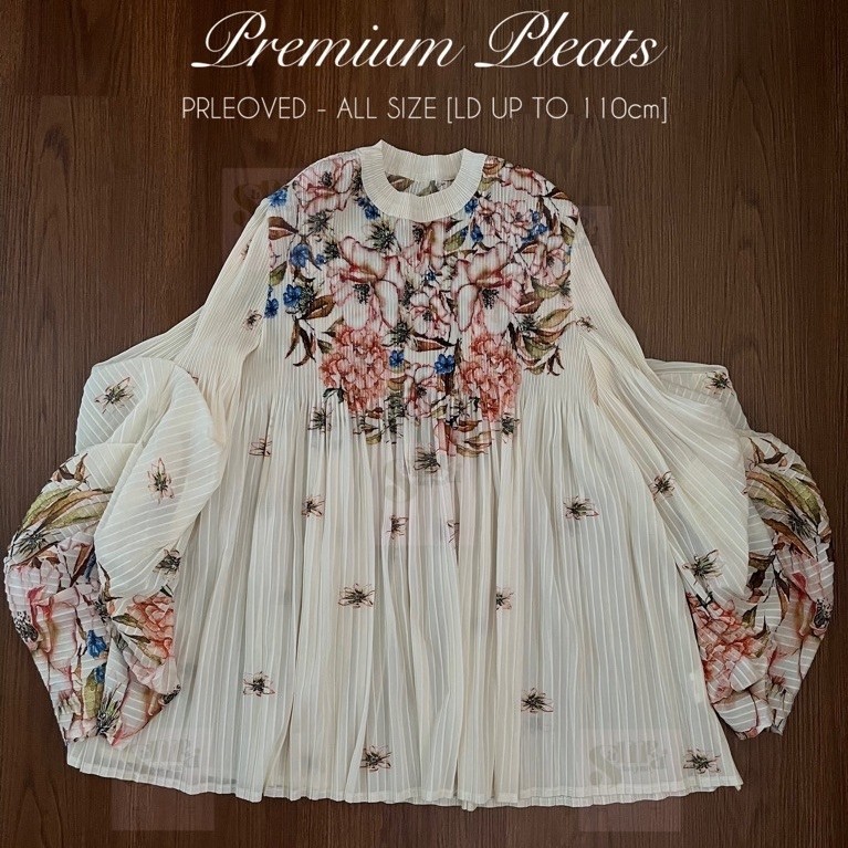 Preloved Atasan Pleats Premium Motif Bunga