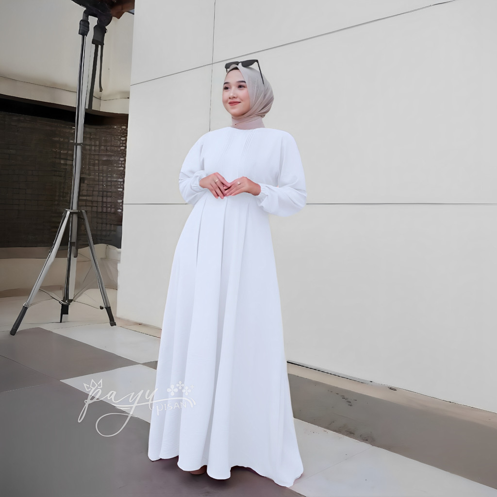 Gamis Putih Wanita Crinkle Adem Premium