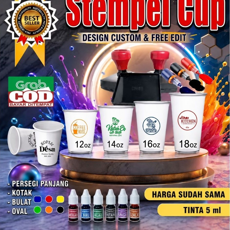 stempel plastik / stempel sterofom / stempel cup plastik FREE tinta refil