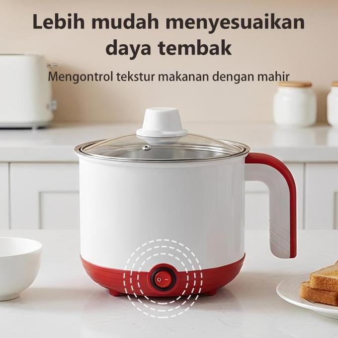 Mieia 650W Panci Listrik Elektrik Pengukus listrik portabe 2 liter,  pengukus multifungsi anti lengk