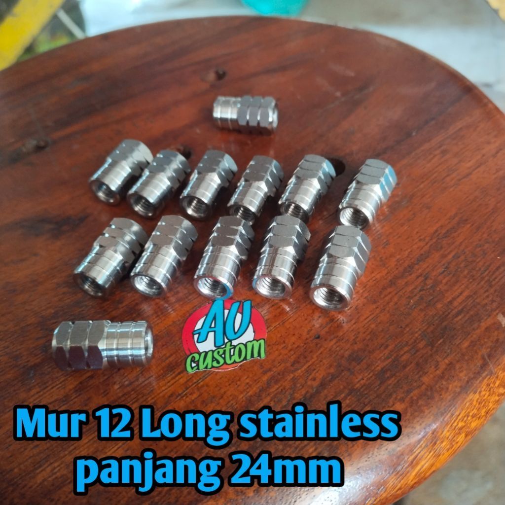 Mur 12 Long stainless, mur 12 panjang 28mm mur custom