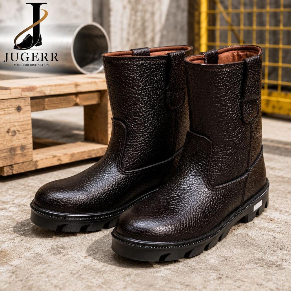 Baru Jugerr Safety Boots Pria Kulit Premium Sepatu Kerja Sol Anti Slip