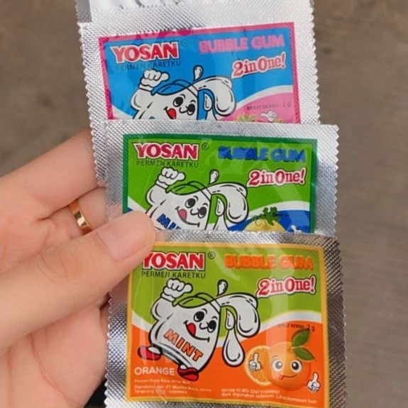 Yosan Bubble Gum 2 in One! Permen Karetku Mint Orange sachet