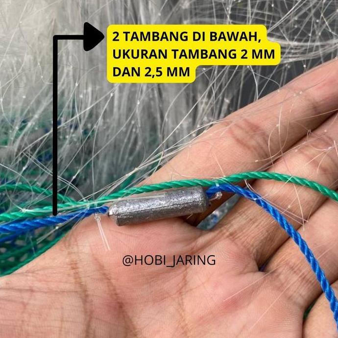 JARING IKAN 3 LAPIS SIAP PAKAI TINGGI 1,5 M PANJANG 45 M SENAR 7IN 0.30 & 2IN 0.20 PEMBERAT TIMAH JA