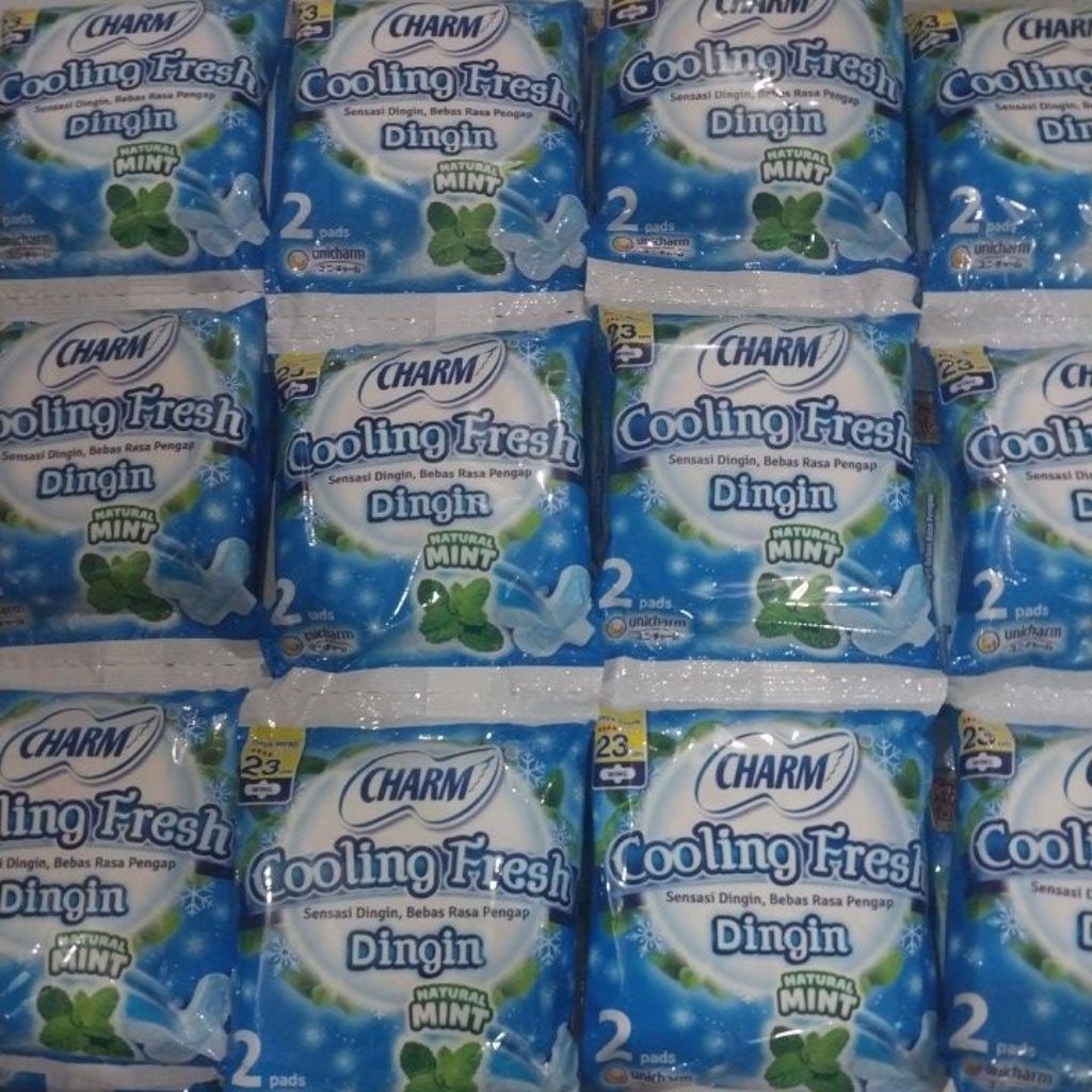 CHARM Pembalut Cooling Fresh Dingin Renceng Isi 6 sachet x 2pads