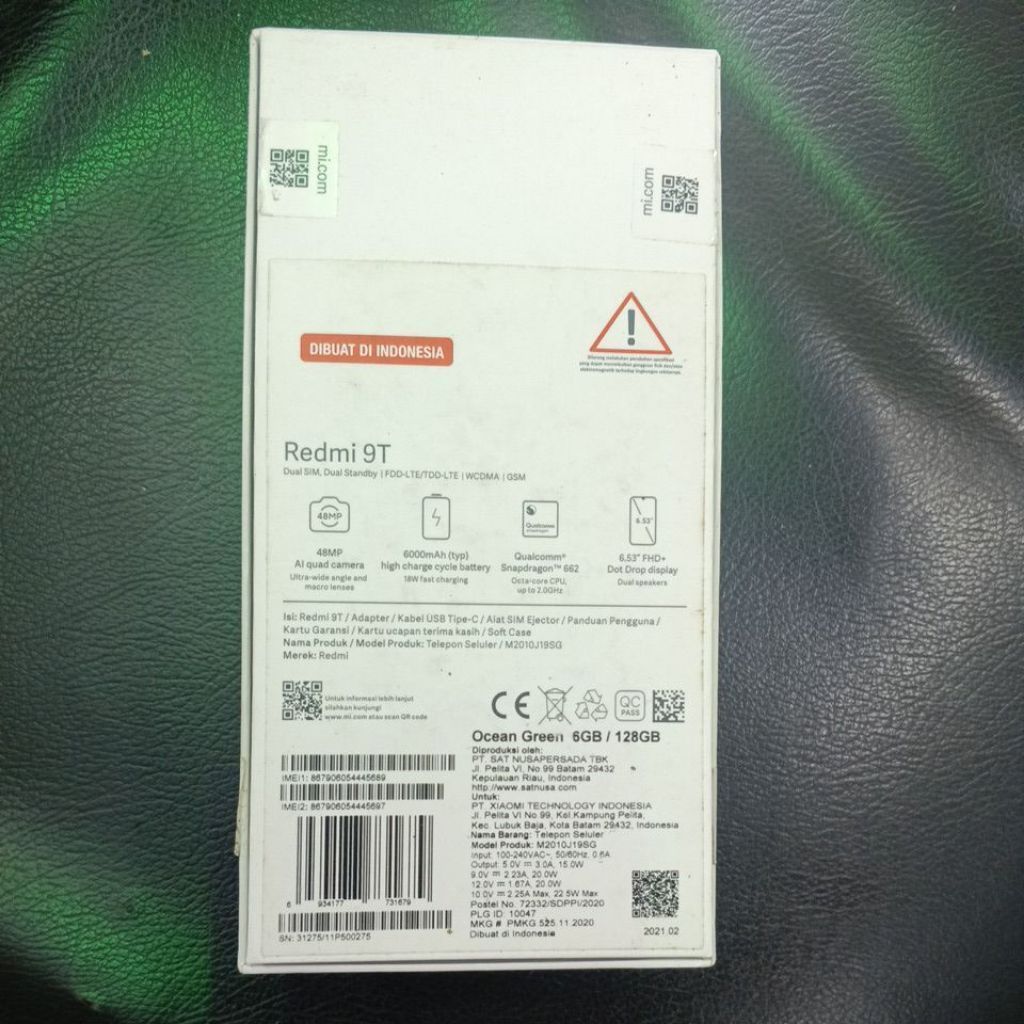 Dus Box Redmi 9T xiomi 9T Redmi9T ORI cabutan asli