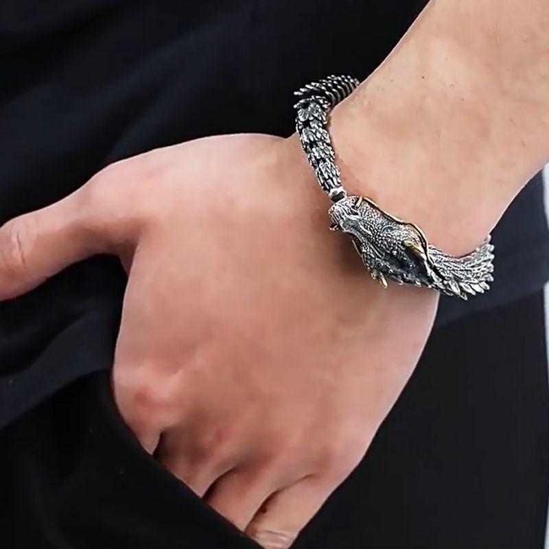 Gelang Rantai Kepala Naga 20cm Punk Retro Gelang Pria Naga Gelang Rantai Tangan Naga Pria Gelang Ran
