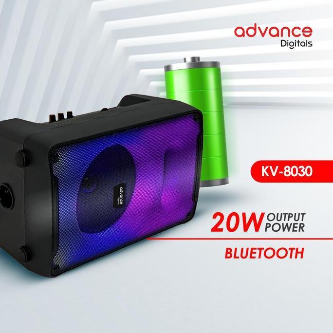 ARDHUW Advance KV-8030 Portable Speaker 8'' Lampu RGB Satu Mic karaoke