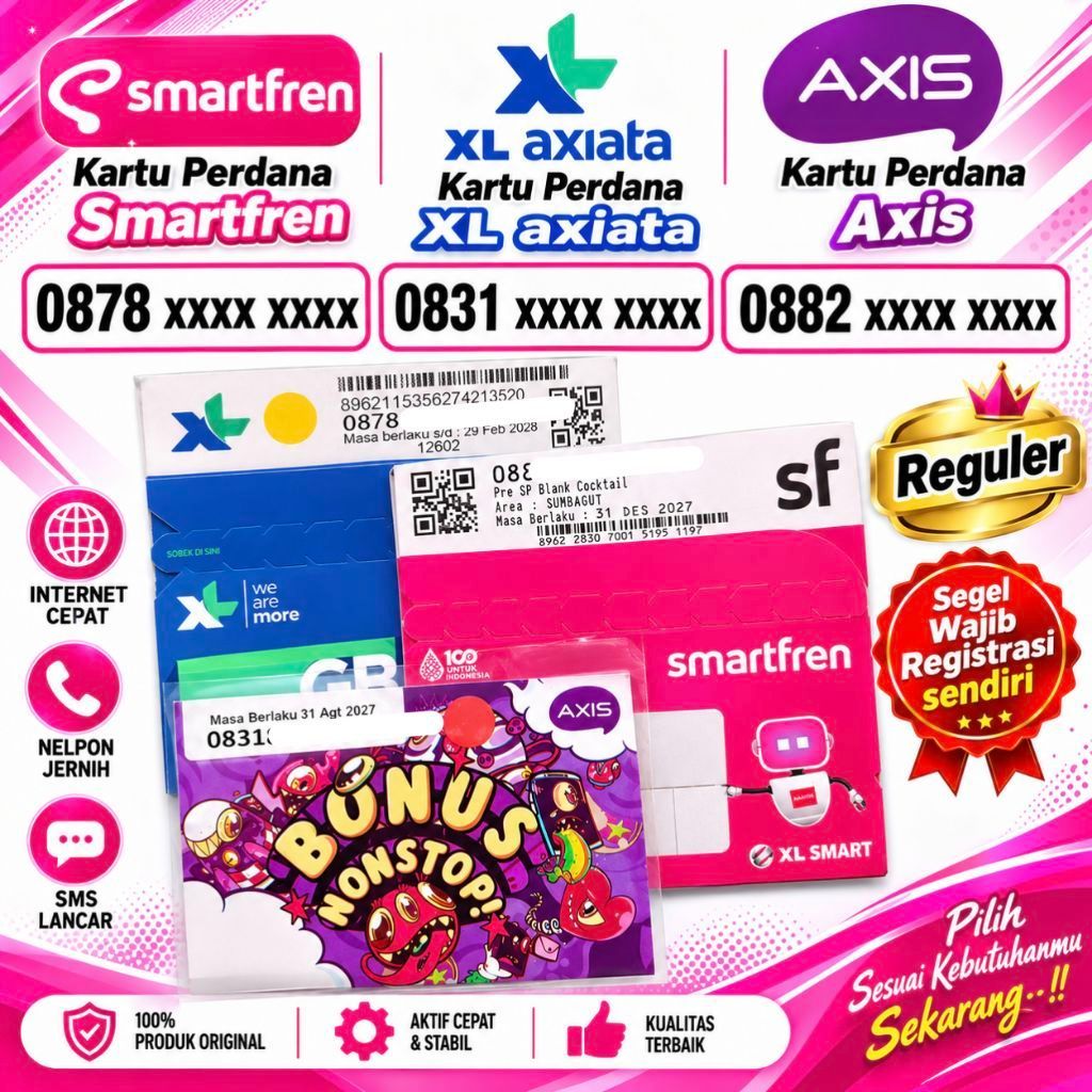 Kartu Perdana XL smart | Kartu Perdana Axis Reguler Segel #Langsung Bisa Registrasi Tanpa injek Kuot