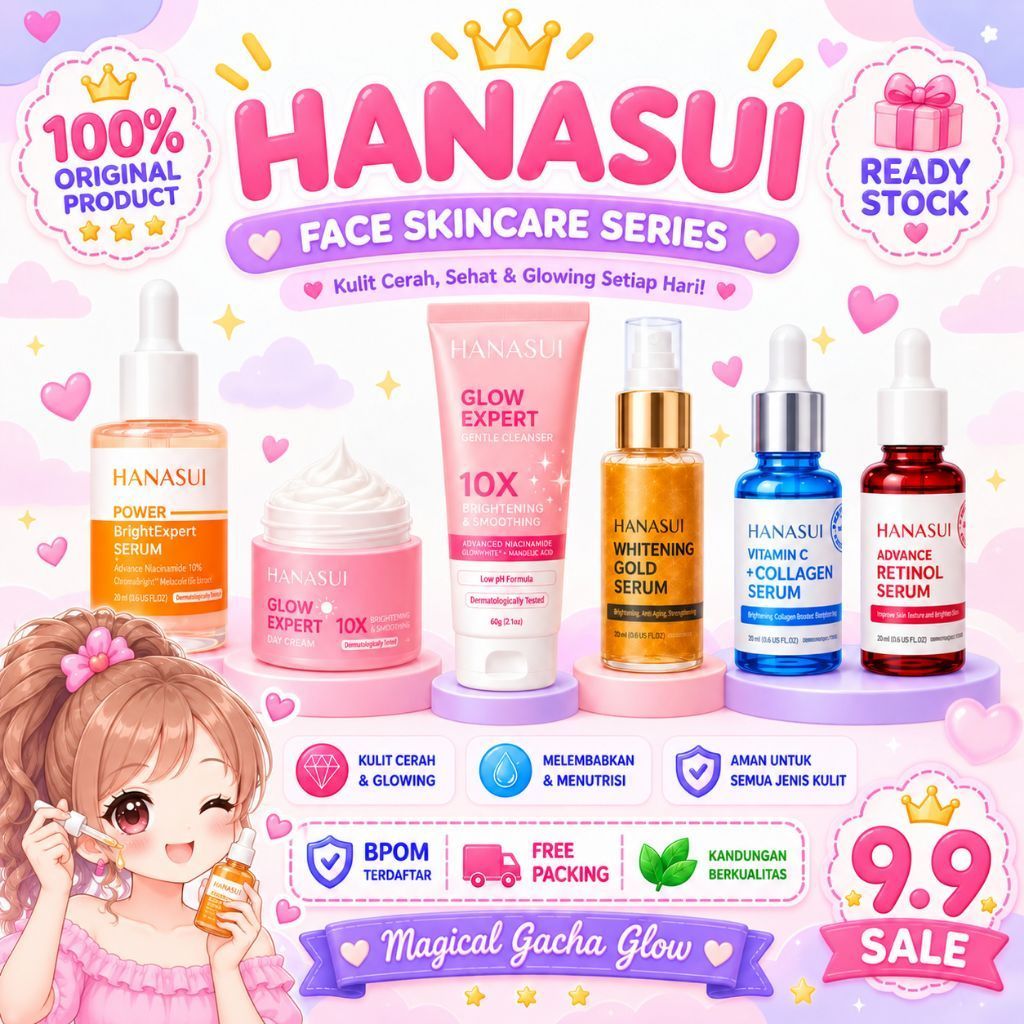 HANASUI Serum Power Bright Expert Serum 10% Niacinamide Serum Vitamin C + Collagen Anti Acne Retinol