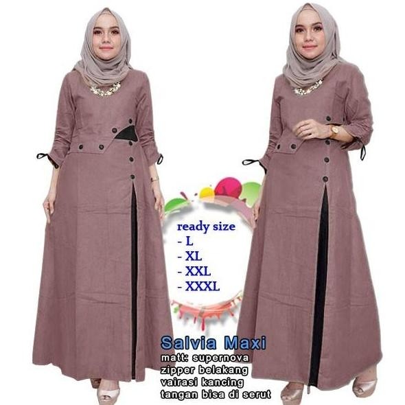 Dika.Sep_ Ls Salvia Maxi Pakaian Baju Maxi Wanita - Atasan Muslim L Xl Xxl Xxxl