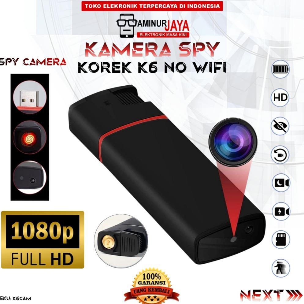 AMINURJAYA Spy Camera Mini K6 Full HD 1080P Desain Korek No WiFi Kamera Perekam Video USB K6CAM Disk