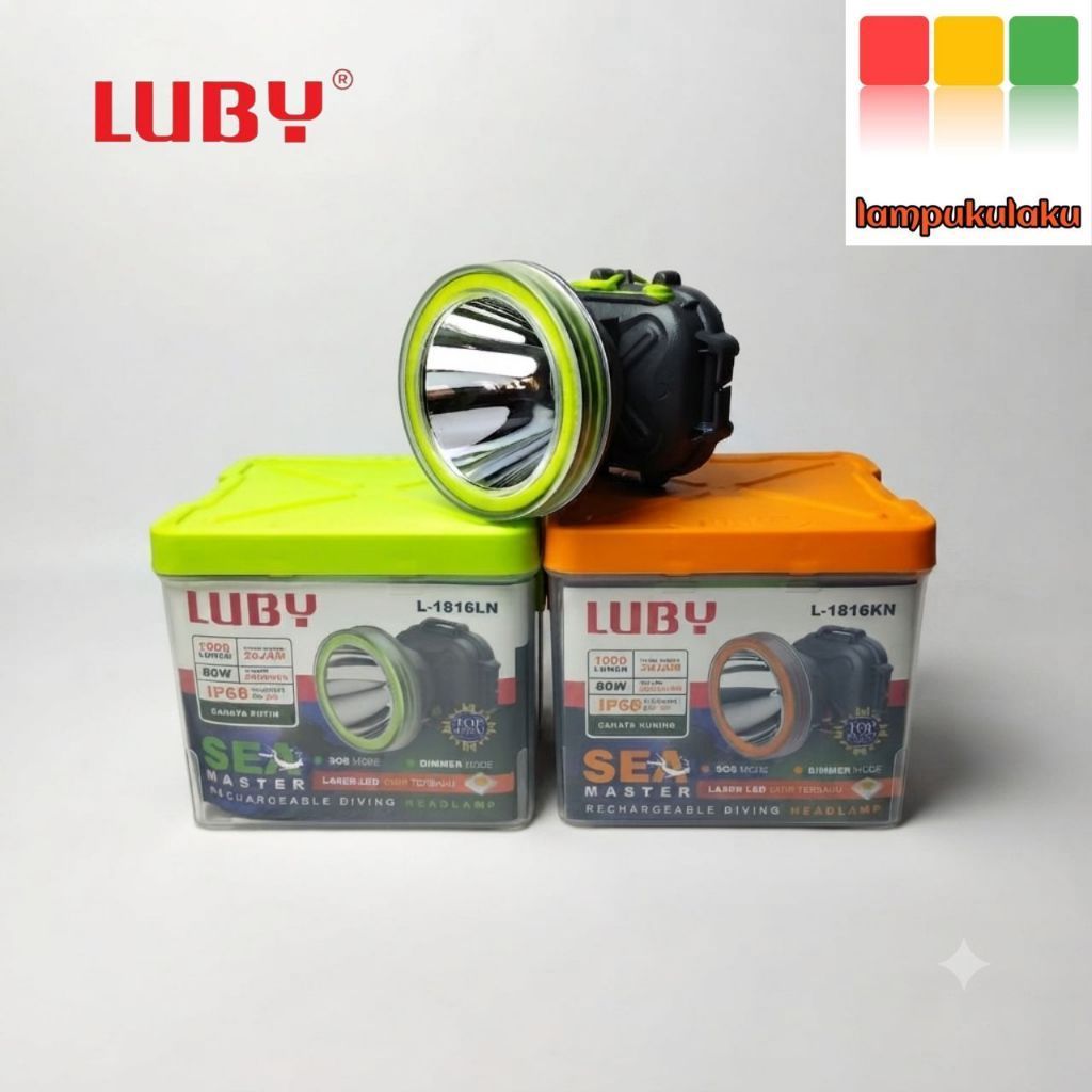 Senter Kepala Headlamp Selam Tahan Air 100W LUBY L-1817LN/L-1817KN/L-1817/1817 putih kuning