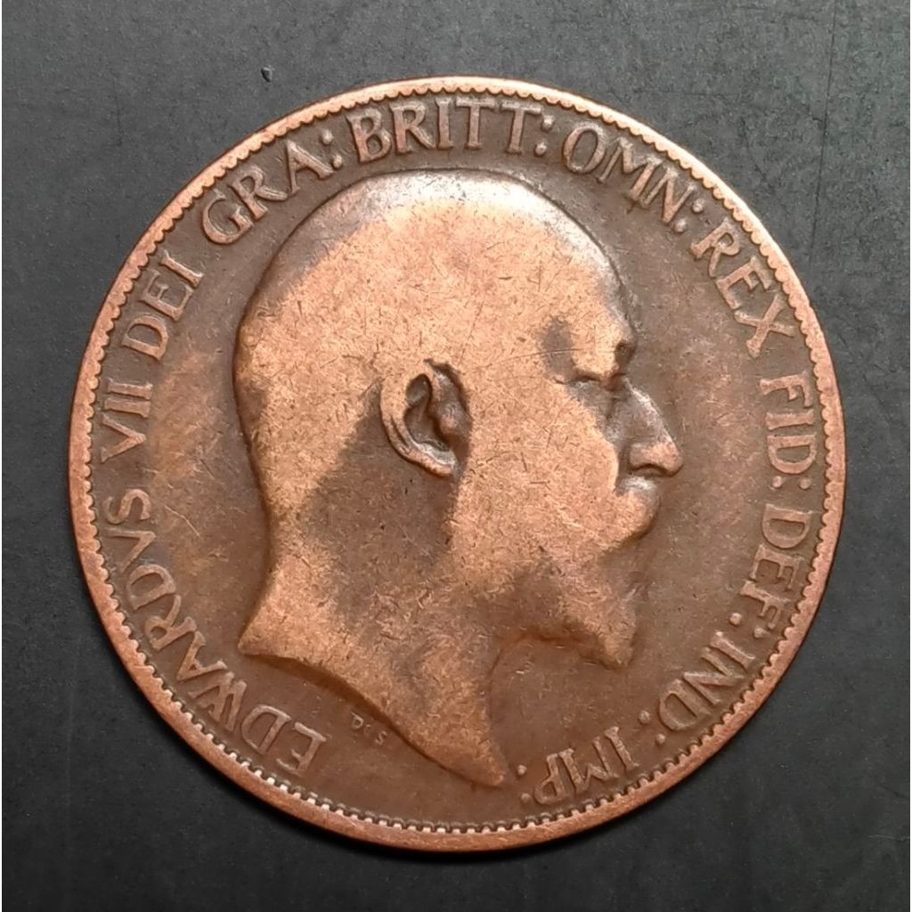 Koin Kuno Inggris 1/2 Penny 1906 King Edward koleksi