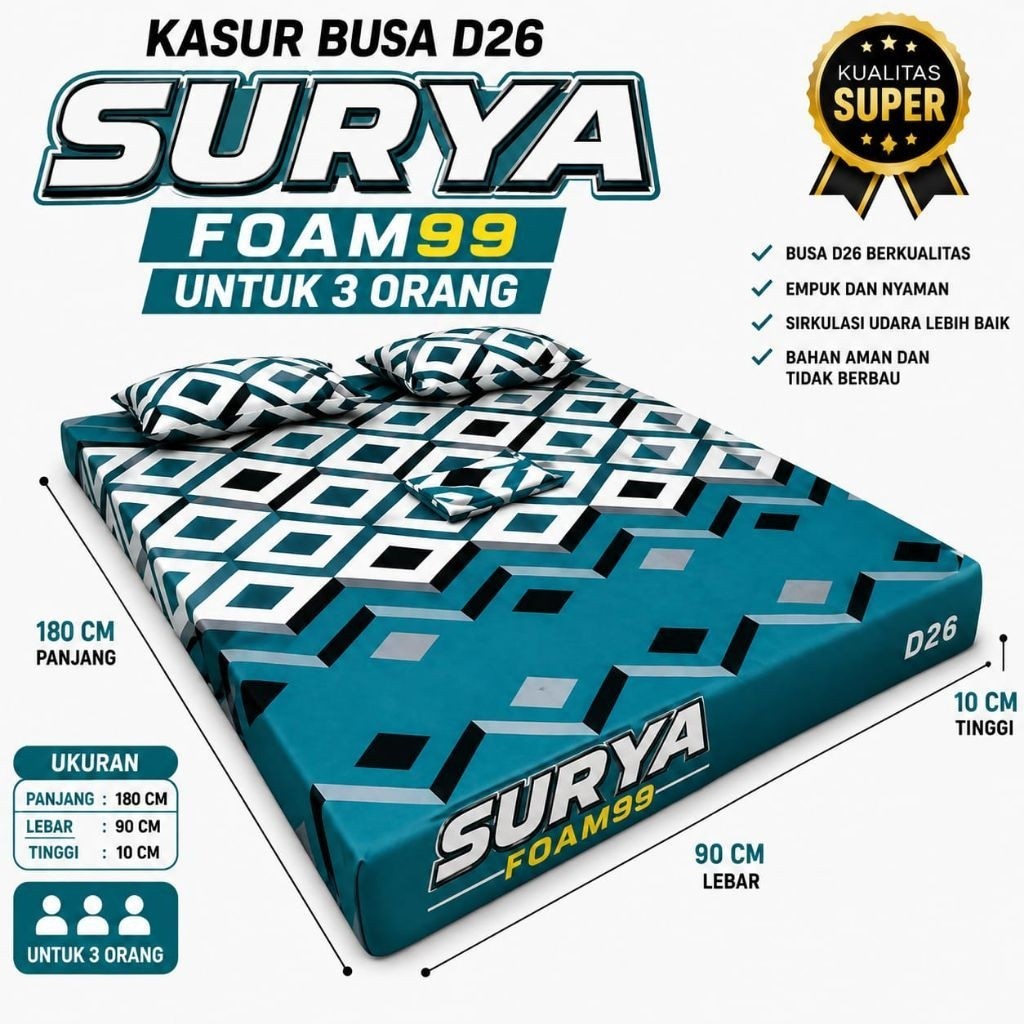 Promo kasur busa d26 kualitas super awet UK 120*180*10 muat 2 orang