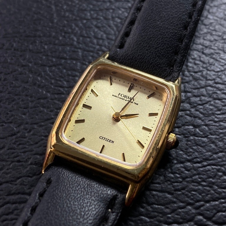 Jam Tangan Vintage Ladies Citizen Forma Tank Gold