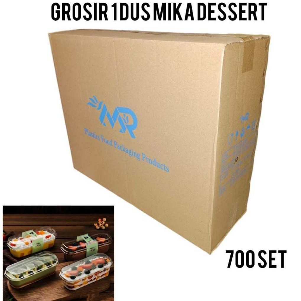 [ 1DUS 700 SET ] Mika Box Dessert Panjang    / Box Panjang Mika Kue / Box Mika Pudding Mika Dessert